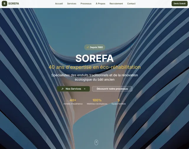 Page d’accueil du site SOREFA